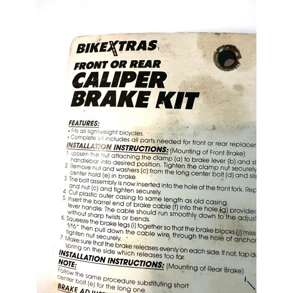 Rare VTG 1989 Bikextras Front/Rear Caliper Brake Kit (NOS) Original Packaging - Picture 2 of 4